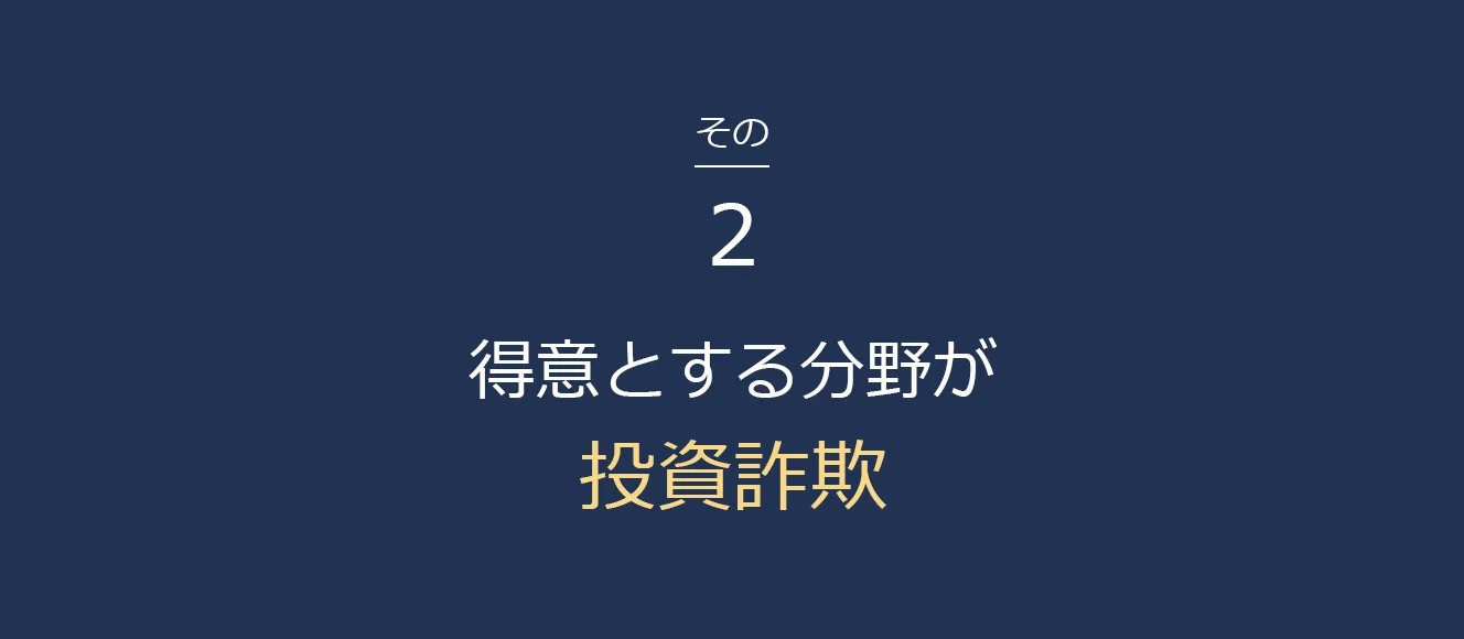 得意とする分野が詐欺事案/海外事案