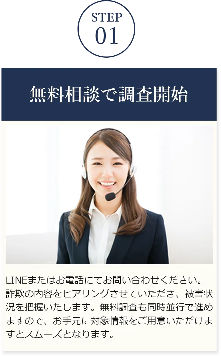 無料相談で調査開始