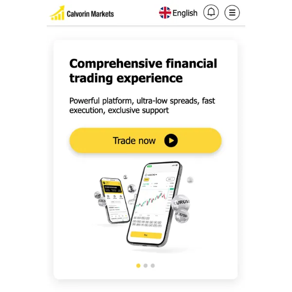 「Calvorin Markets」と称する偽サイトのトップページ画面