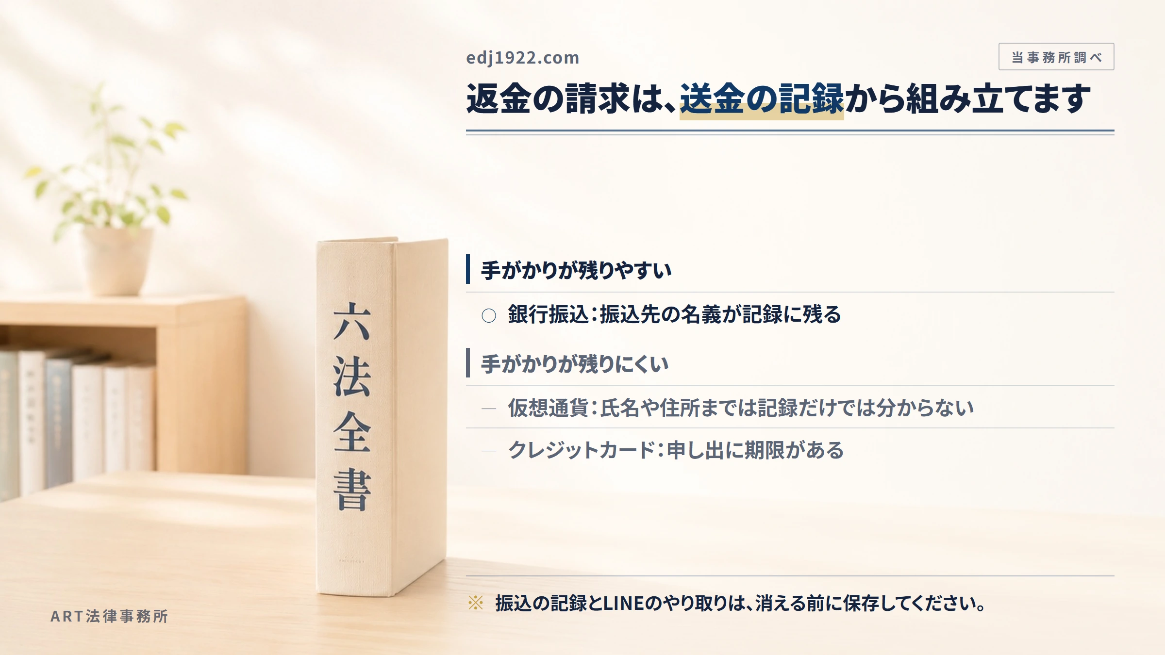 edj1922.comへの返金請求で手がかりになるもの