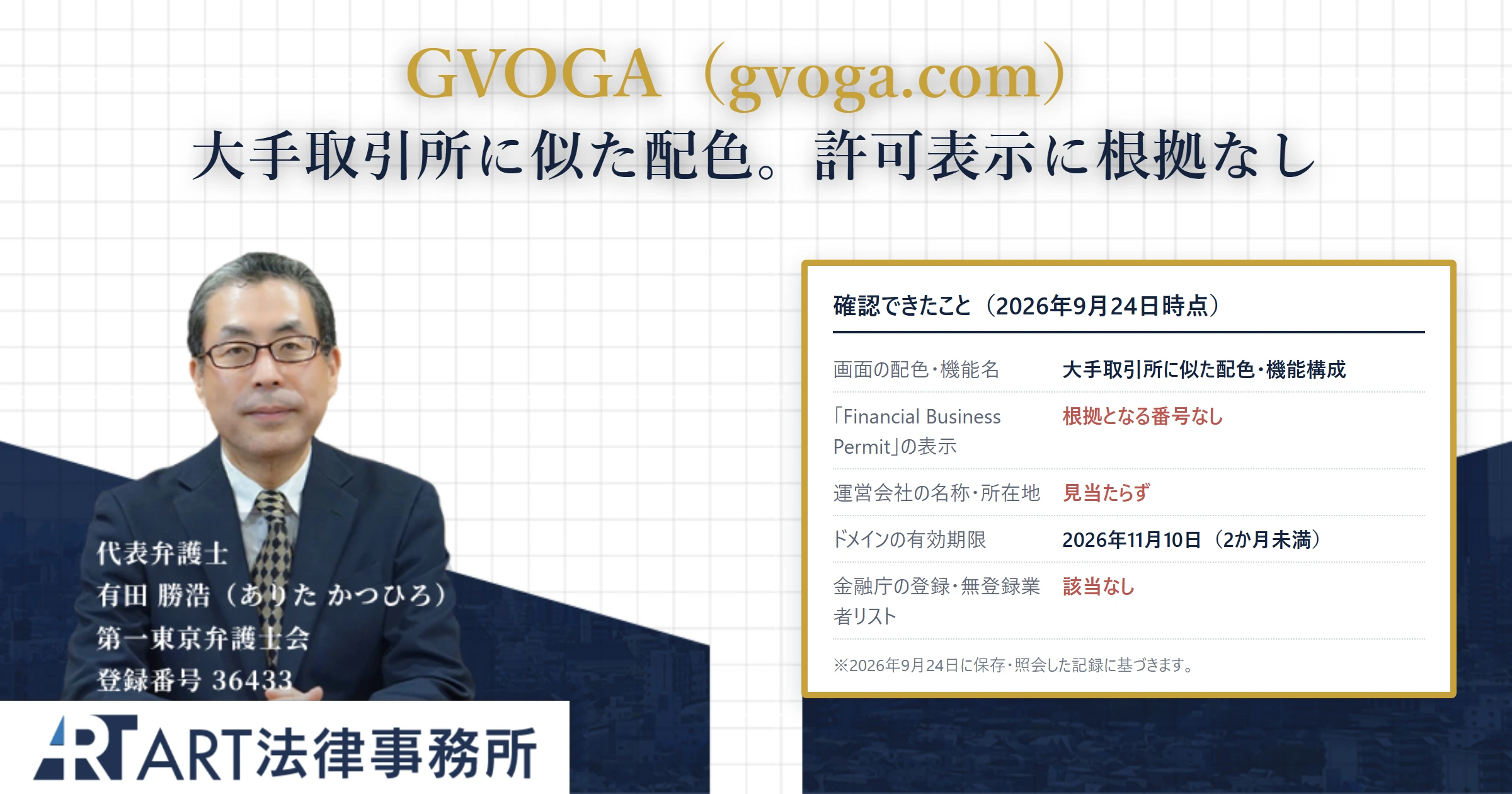 GVOGA|ART法律事務所 の調査記録