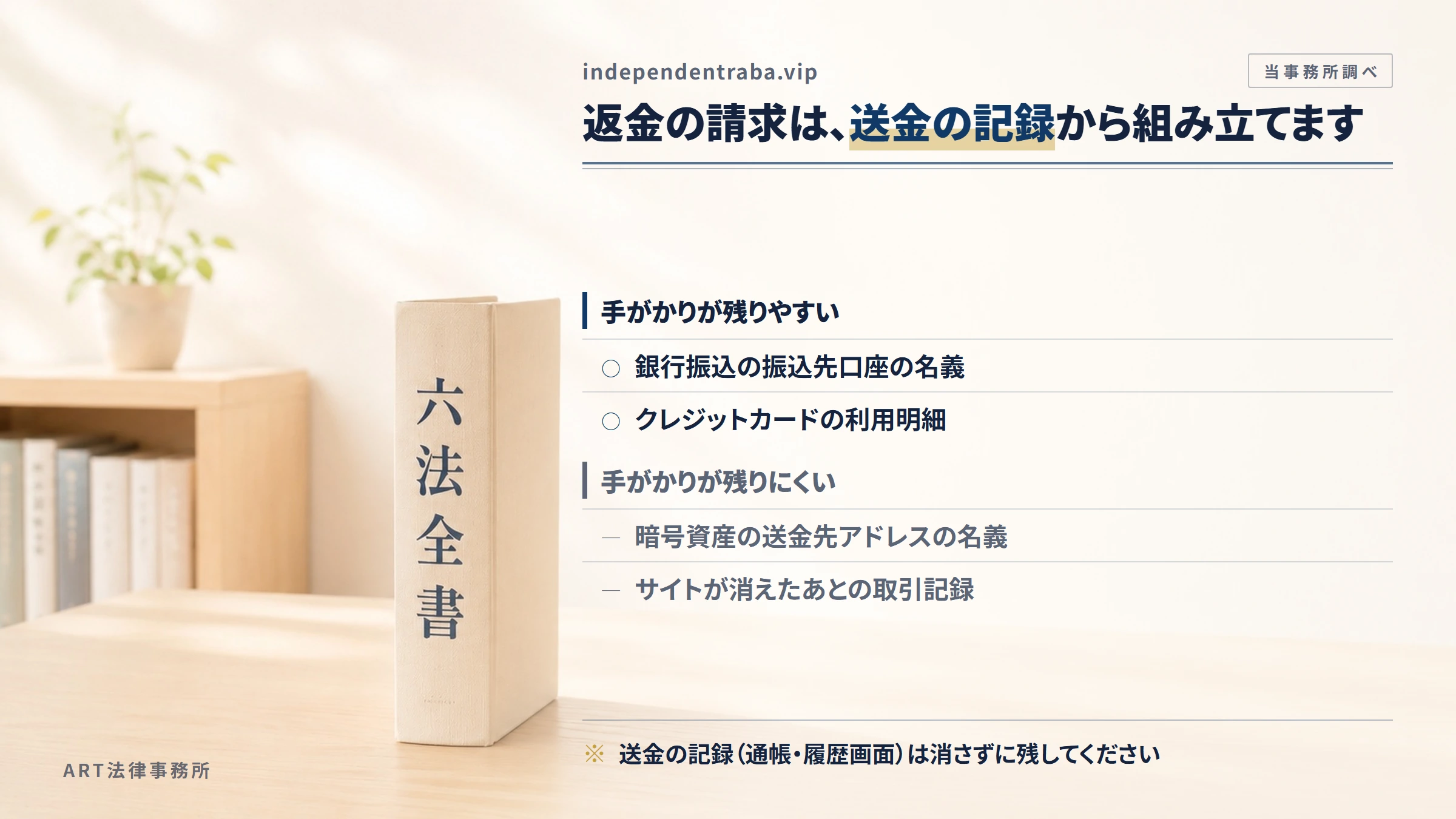 independentraba.vipへの返金請求で手がかりになるもの
