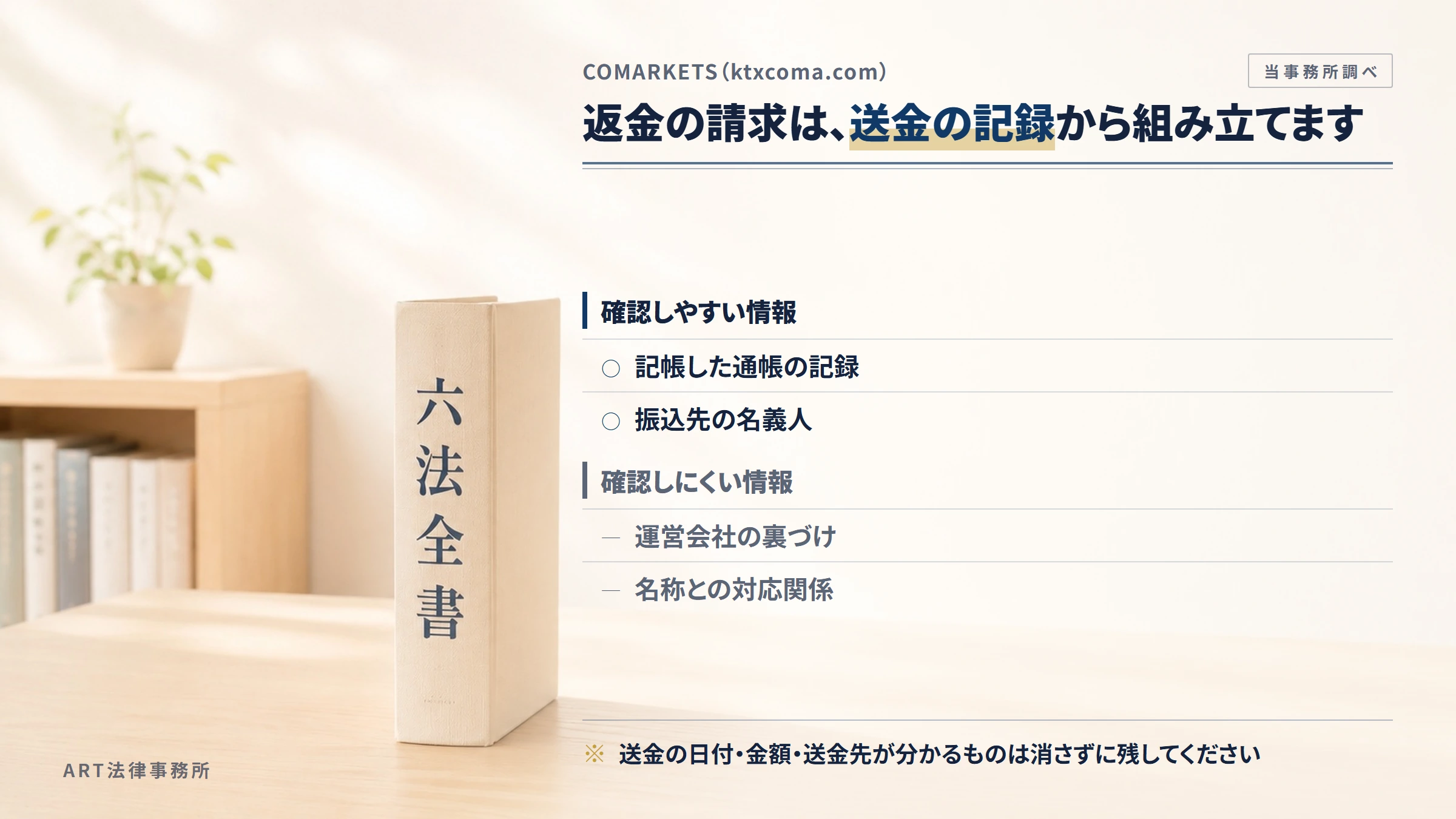 COMARKETS（ktxcoma.com）への返金請求で手がかりになるもの