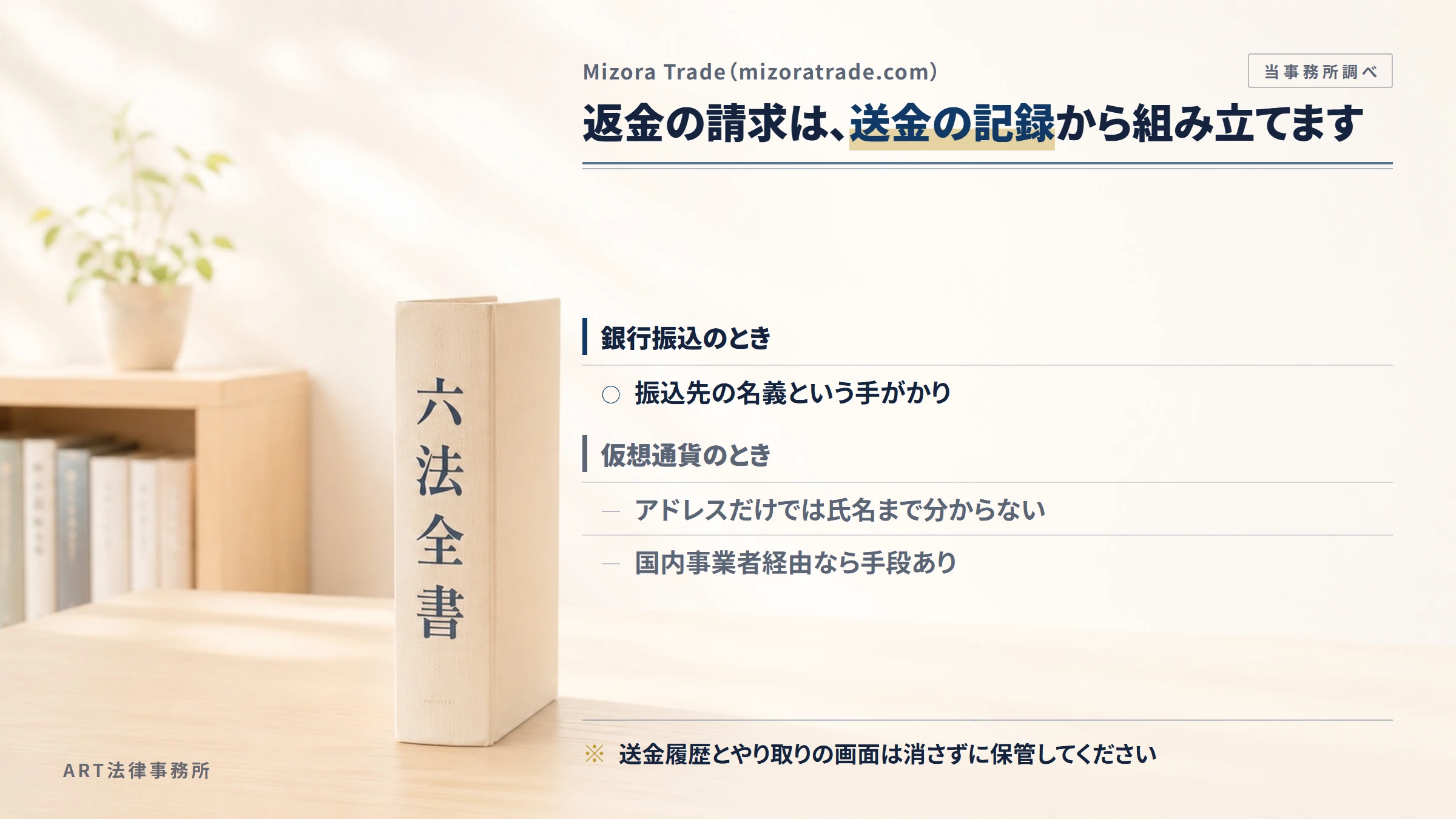 Mizora Trade（mizoratrade.com）への返金請求で手がかりになるもの