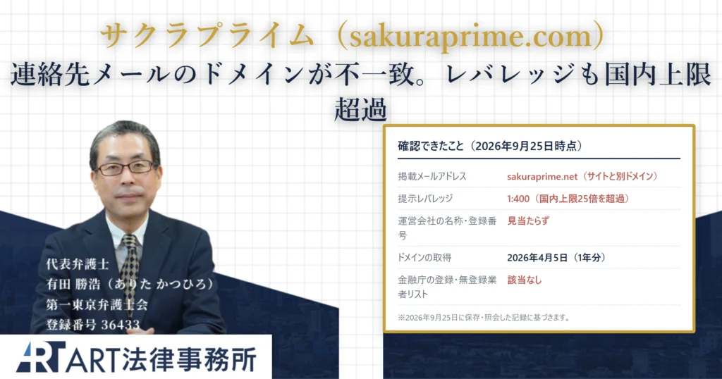 サクラプライム｜ART法律事務所 の調査記録