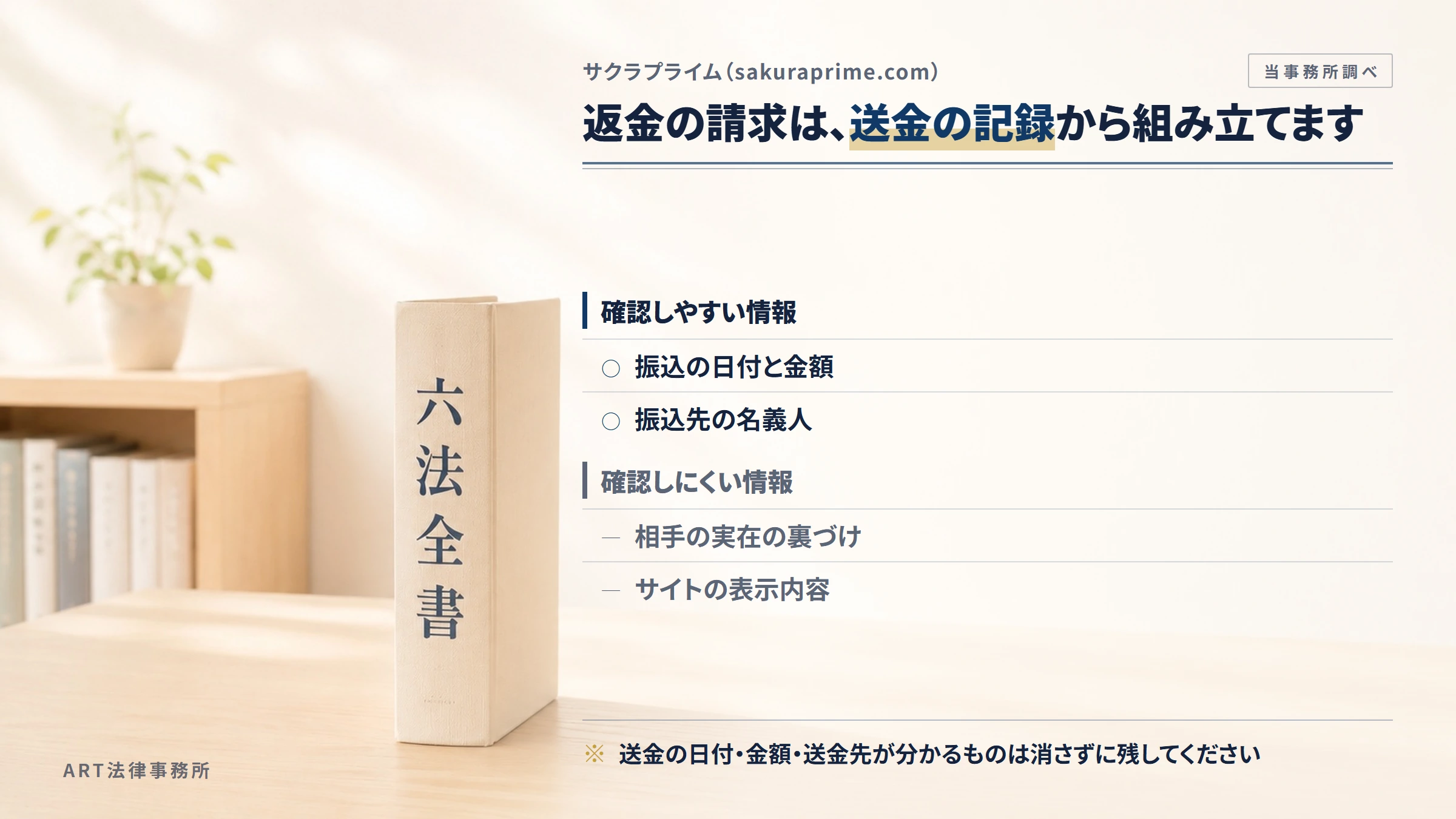 サクラプライム（sakuraprime.com）への返金請求で手がかりになるもの