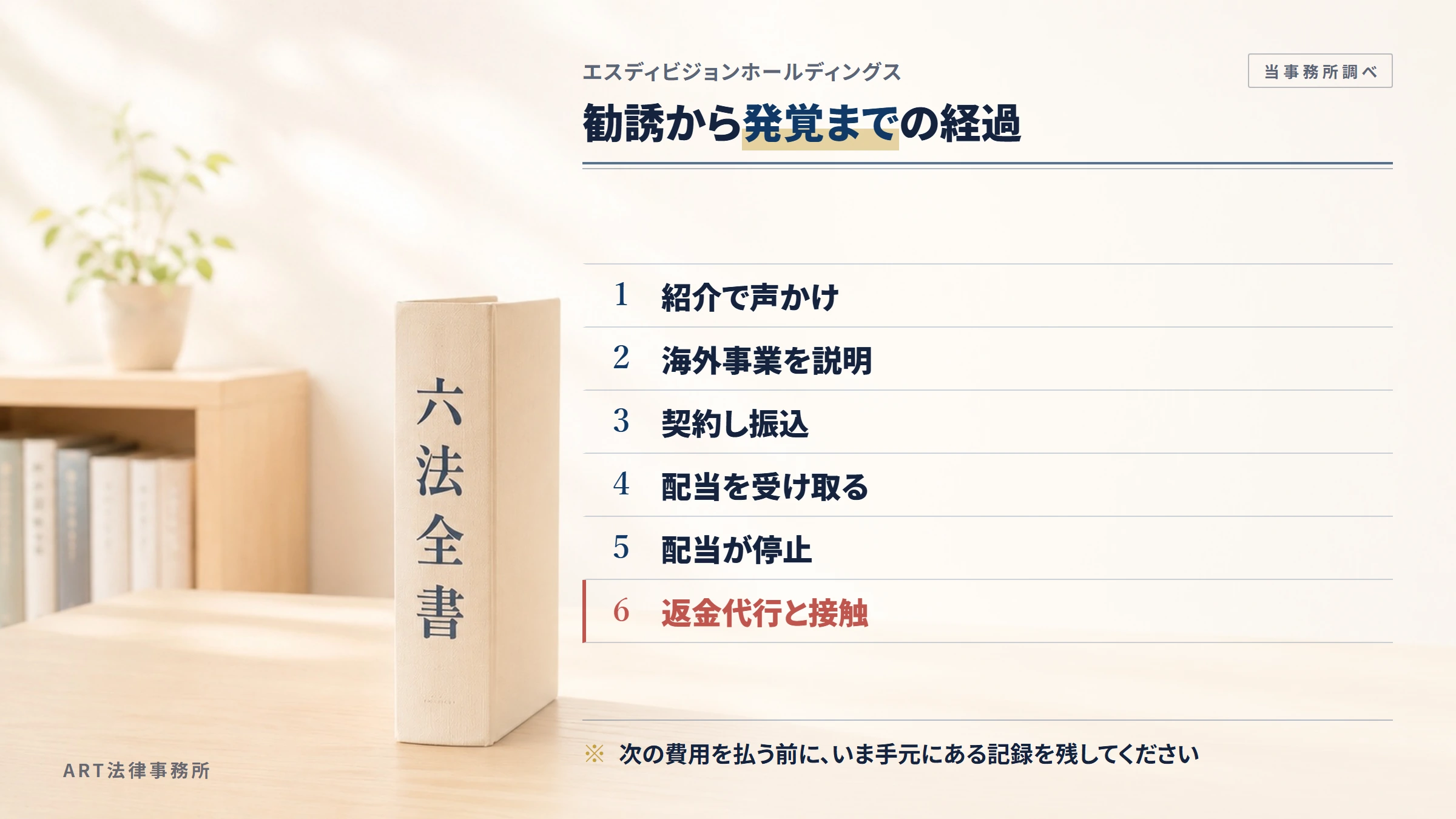 エスディビジョンホールディングスの勧誘から入金までの流れ