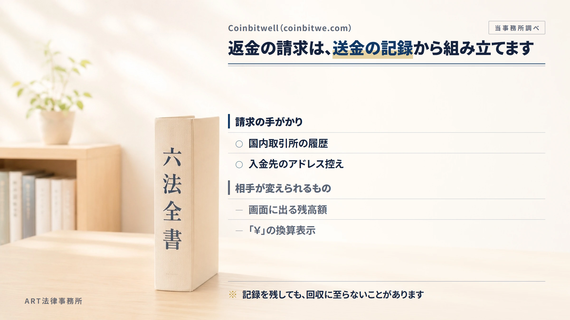 Coinbitwell（coinbitwe.com）への返金請求で手がかりになるもの