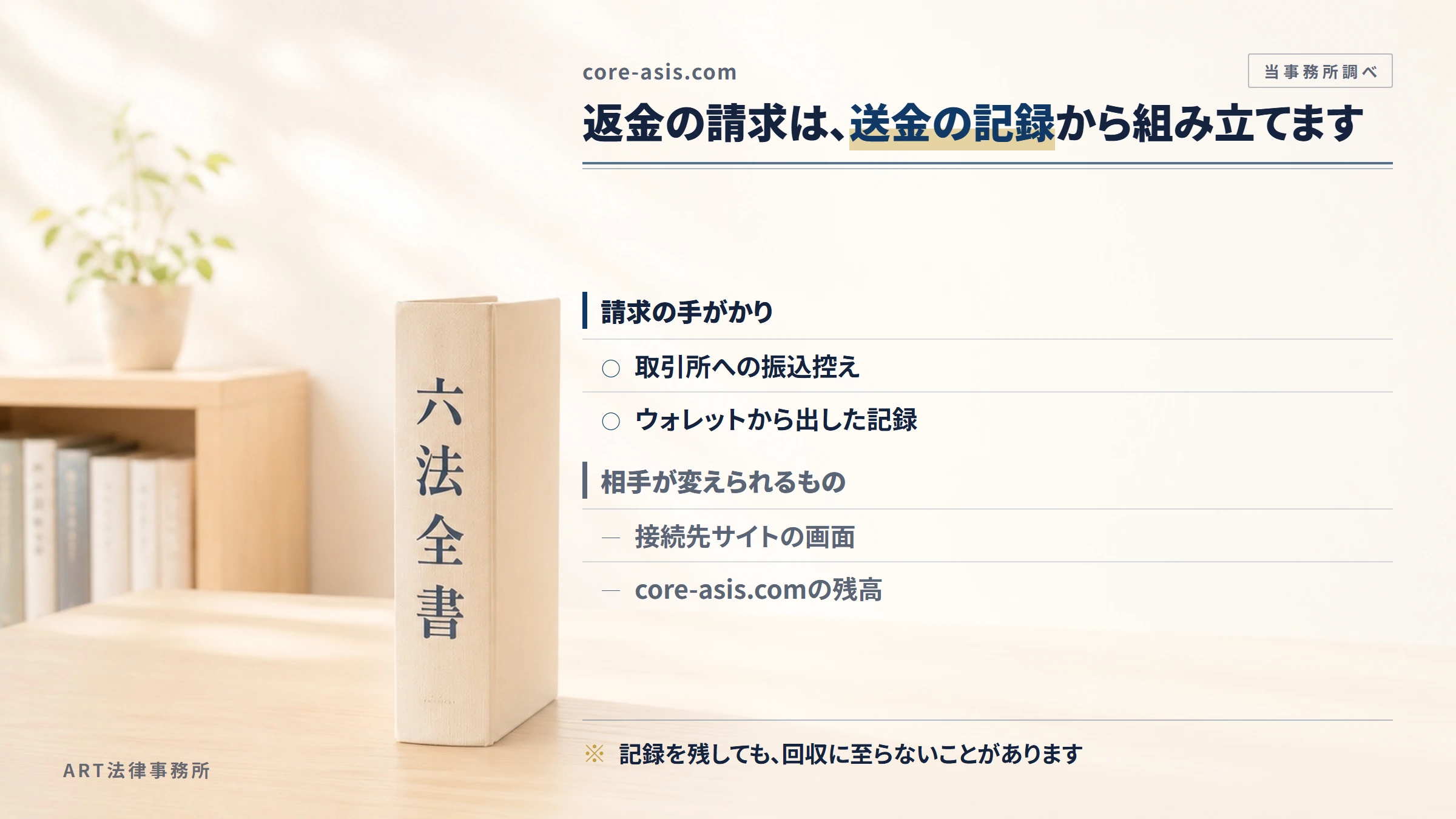 core-asis.comへの返金請求で手がかりになるもの