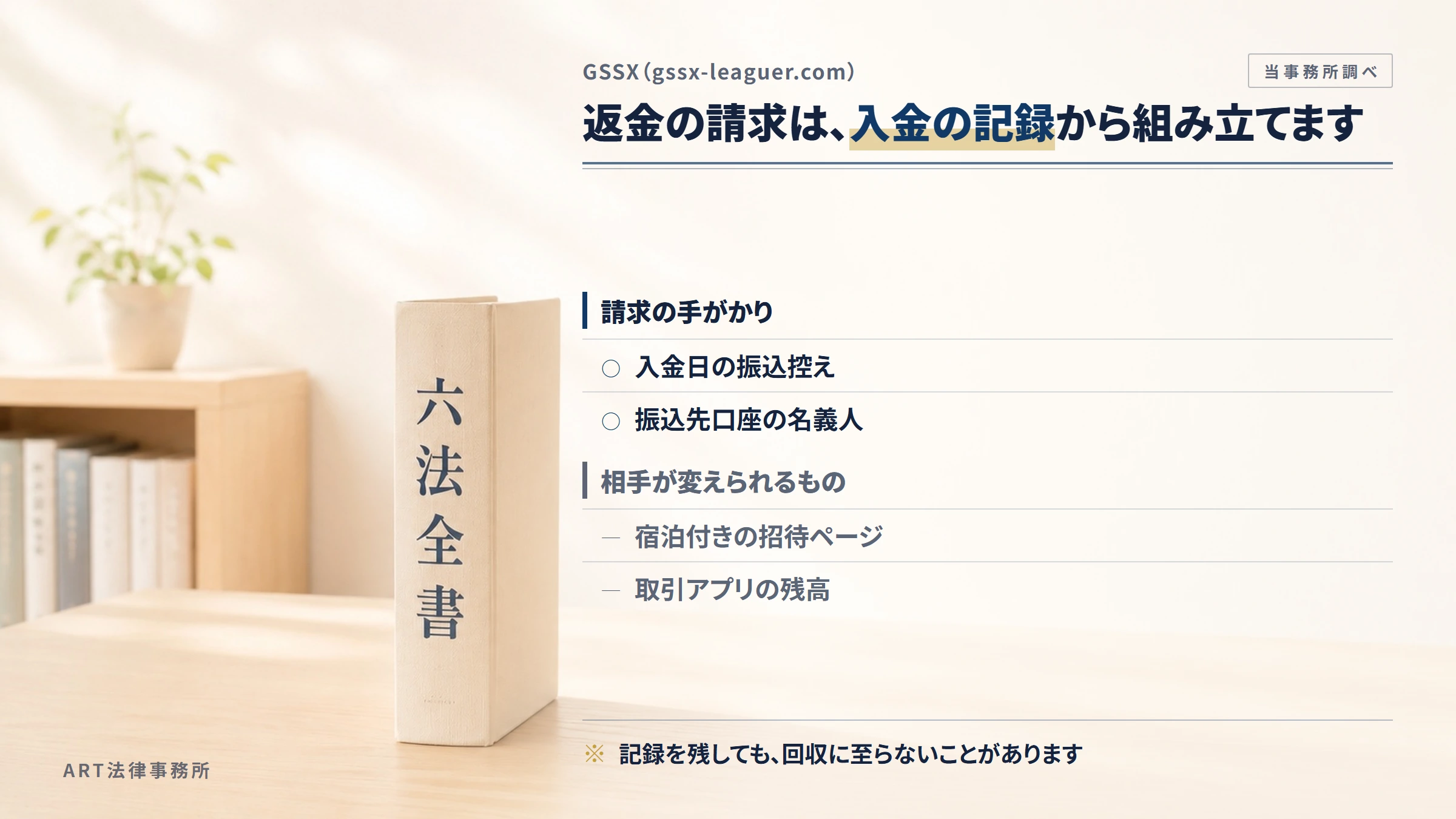 GSSX（gssx-leaguer.com）への返金請求で手がかりになるもの