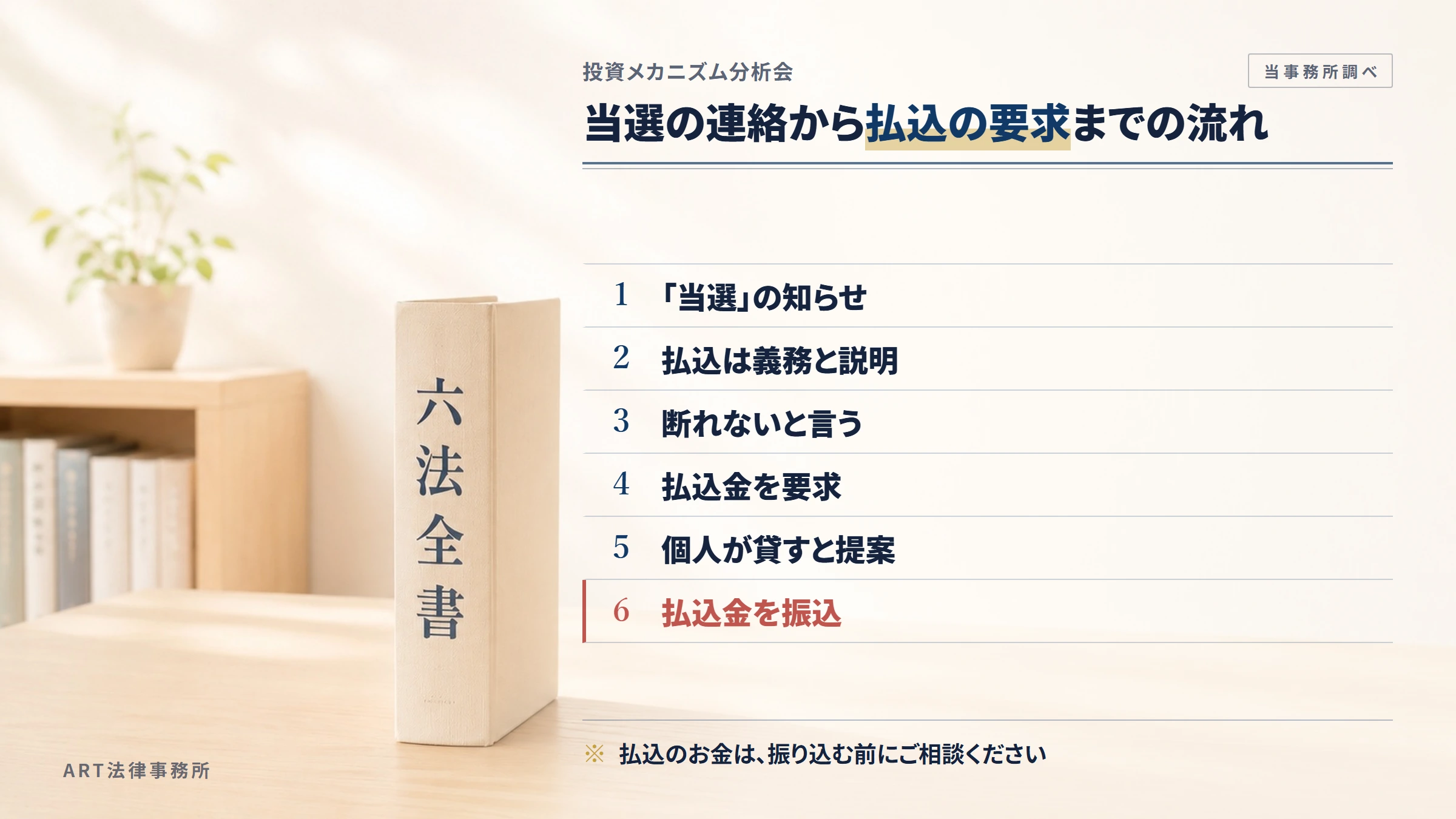 投資メカニズム分析会の勧誘から入金までの流れ