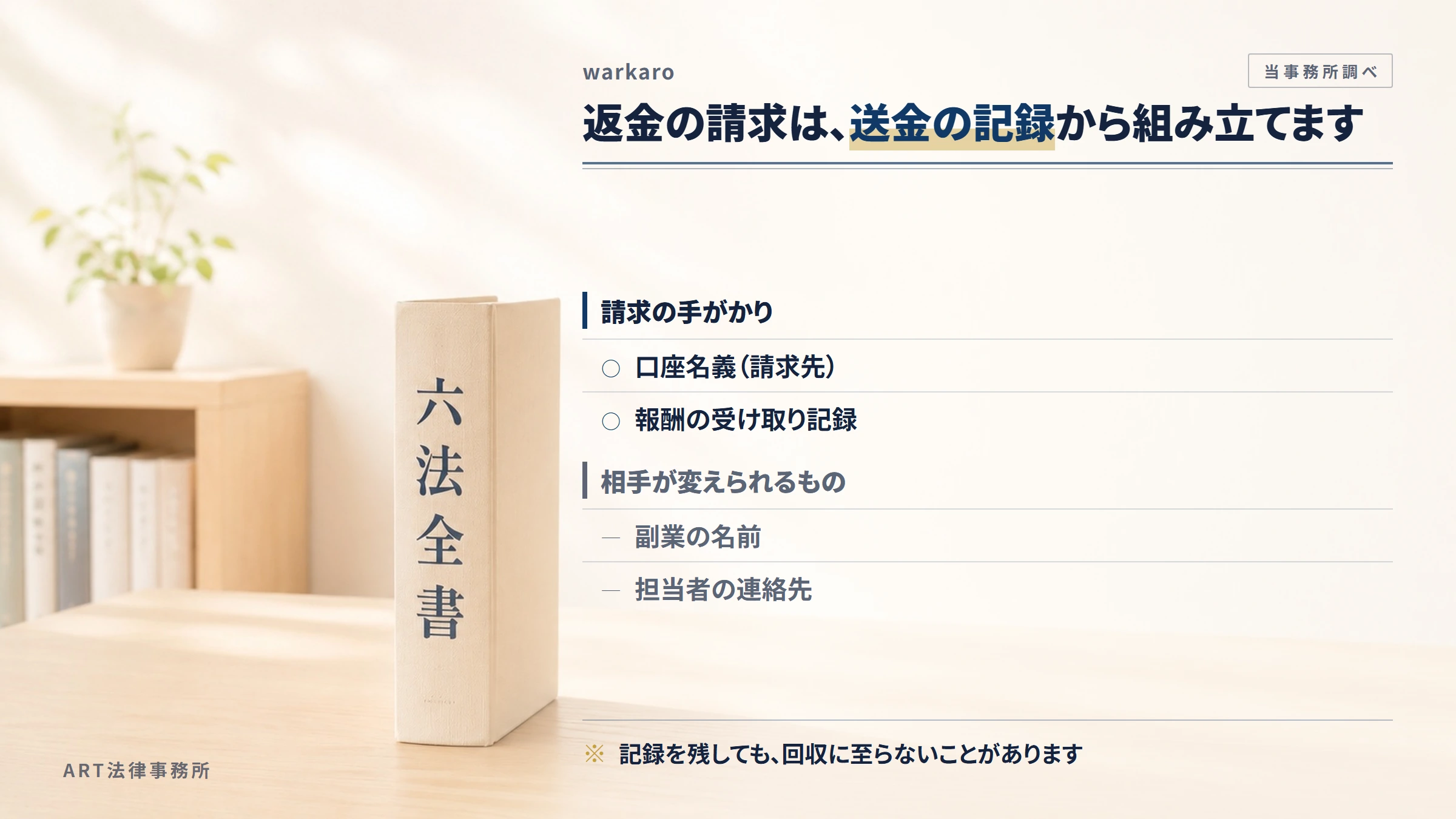 warkaroへの返金請求で手がかりになるもの